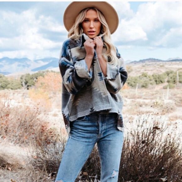 Distressed Aztec Shacket  - Picture 3 of 8